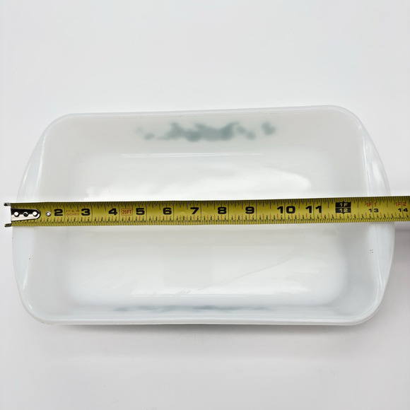 Glasbake Baking Casserole Dish Retro Blue Fruit Milk Glass 2.5 Qt 8"x12.5" - Picture 12 of 12